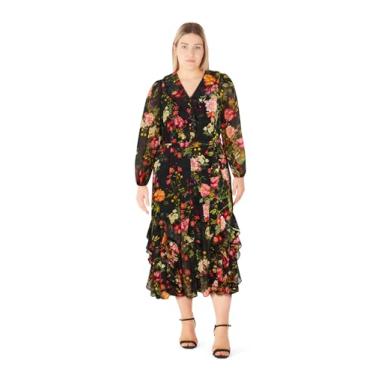 Imagem de City Chic Vestido feminino plus size para coquetel - Macie Maxi, Floral, 48