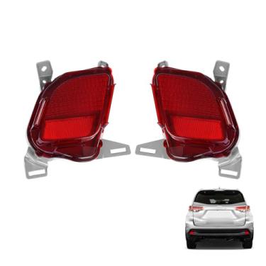 Imagem de Refletor de para-choque traseiro compatível com Toyota Highlander 2014-2019 Substituição da lâmpada refletora do lado do motorista e do passageiro para 81490-0E020, 81480-0E020