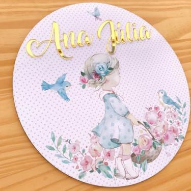 Imagem de Porta Maternidade Menina MDF e Espelho