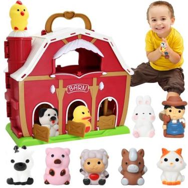Imagem de Brinquedo Farm Animal Barn Big Red Barn com fantoches de dedos de anim