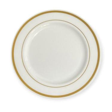 Imagem de Kit 20 Pratos de acrílico Luxo Dourado Sobremesa 18cm festa - 15882E5,