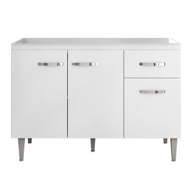 Imagem de Balcão Gabinete Gabriela de Pia 120cm "Sem Tampo 3 Portas Branco - Desk Design