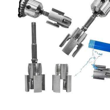 Imagem de Ferramenta rosqueadora de tubos PPR, DN15+DN20, reparo de rosca tipo broca elétrica - 1/2 e 3/4 roscas internas e externas para tubos de PVC e PPR, ferramenta de reparo de tubos de metal resistente