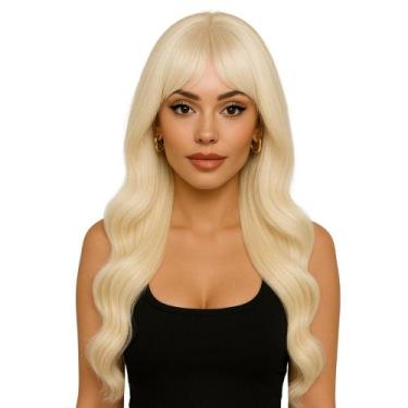 Imagem de Peruca Loiro Claríssimo Ondas Perfeitas com Franja 70cm Premium - Maya