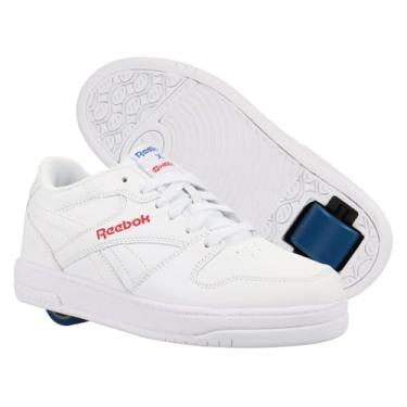 Imagem de HEELYS Tênis unissex infantil Reebok Bb4500 Low (criança pequena/adulto) com salto com rodas, Branco, 1 Little Kid