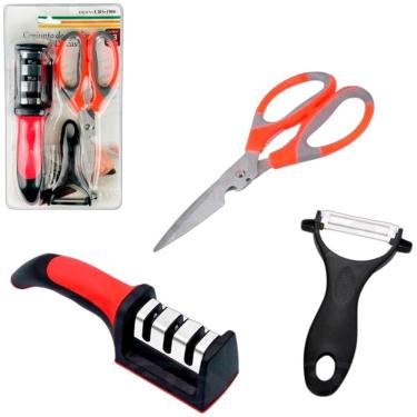 Imagem de Kit Afiador Amolador Para Tesoura E Facas