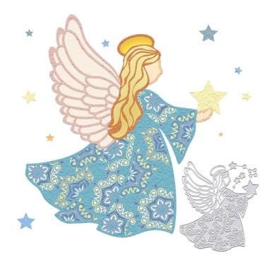 Imagem de Matrizes de anjo para fazer cartões, fundo de floco de neve, anjo, para scrapbook, artesanato, decoração, álbum de fotos, metal, inverno, Natal, asas de anjo, para fazer cartões