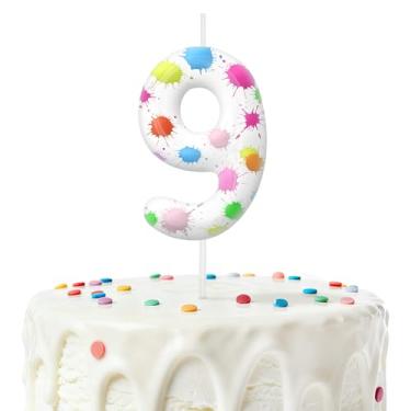 Imagem de Velas de aniversário para bolo, velas número 9, decorações de aniversário, artigos de festa, pintura artística para decoração de festa temática para meninos e meninas (número 9)