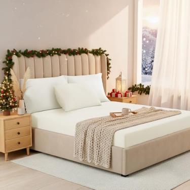 Imagem de Regency Heights Jogo de lençol solteiro de 2 peças, lençol de elastano refrescante, lençol com elástico resistente ao desbotamento e fronhas, todo elástico serve em colchões de até 38 cm, respirável e