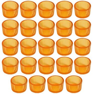 Imagem de Copos de vela para decoração de casa 24 peças, festas, casamentos e para perfeição, suportes de aromaterapia vidro laranja cor transparente, tom dourado grão fino