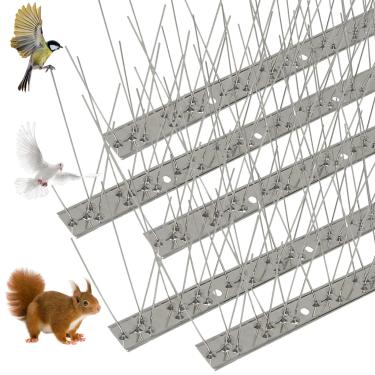 Imagem de Espigões de pássaros, 10 peças de aço inoxidável, pontas resistentes de dissuasão de pombos de 33 cm para telhado, janela, cerca, repelente de pássaros à prova d'água para pica-paus, pardais, gaivotas