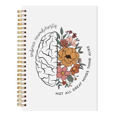 Imagem de LADOCK Caderno espiral de saúde mental de neurodiversidade, diário floral inspirador para autismo TDAH, material especial para sala de aula de educação SPED, presentes para professores de autismo