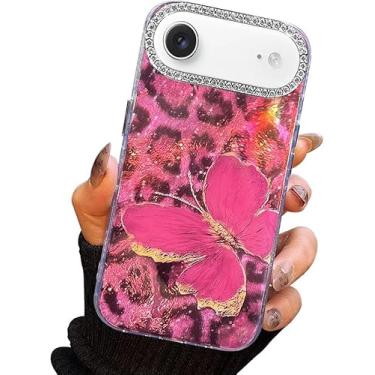 Imagem de I-MGAE-IN-AR Capa compacta para iPhone Air Butterfly Design, moldura de proteção de lente de câmera de diamante 3D, capa protetora de TPU macio e macio à prova de choque para mulheres estampa de
