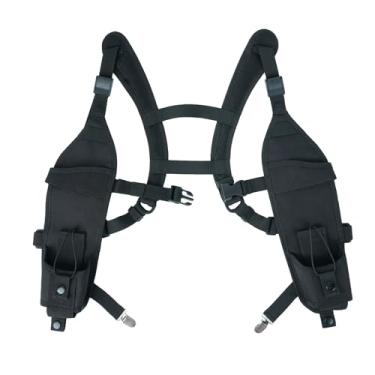 Imagem de KUNN Arnês de rádio com fivela no peito, suporte de ombro duplo para walkie talkie, coldre universal para polícia, preto