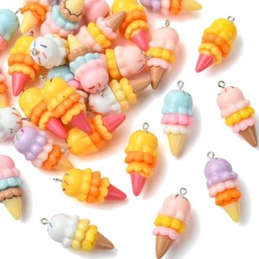 Imagem de UR URLIFEHALL 30 pingentes aleatórios de resina de sorvete 3D fofos pingentes de comida imitação de sobremesa para pulseira faça você mesmo, colar, chaveiro, fabricação de joias