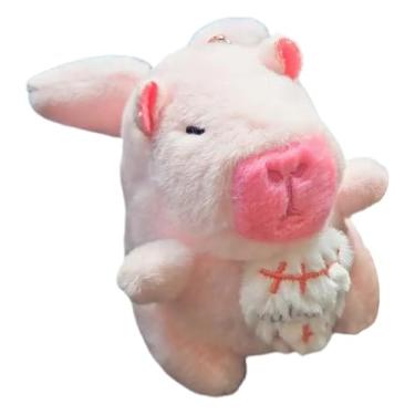 Imagem de Shakven Brinquedo de pelúcia de capivara fofo, bicho de pelúcia de capivara,Chaveiro de bichos de pelúcia | Pingente de chaveiros de mochila, brinquedo realista de animais de pelúcia capivara,