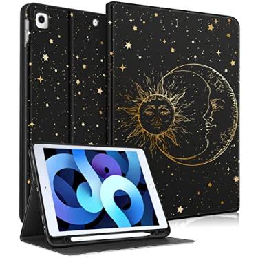 Imagem de Uppuppy Capa para iPad 9ª/8ª/7ª Geração, 10,2 polegadas, meninas, meninos, mulheres, capa inteligente, suporte para lápis sol e lua, design legal, Kawaii, adolescentes, para iPad 7/8/9 Gen A2602 A2270 A2197
