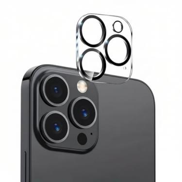 Imagem de Pacote com 1 protetor de lente de câmera para iPhone 14 Pro Max/iPhone 14 Pro, vidro temperado, antiimpressões digitais, dureza 9H, resistente a arranhões, sem bolhas, clareza HD
