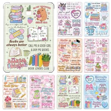 Imagem de TAKEALOOKO Inserir papel cartolina para Kindle – 6 peças de inserções de capa traseira com tema de leitura colorido, cartões decorativos fofos para e-readers Kindle, presentes perfeitos para amantes