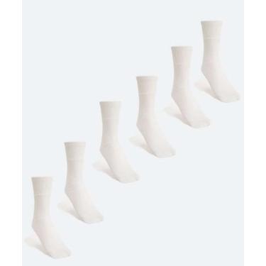 Imagem de Kit 6 Pares Meias Cano Médio Masculina Esportiva MR-25322, Branco, 39/