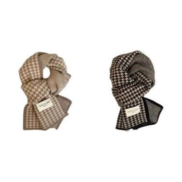 Imagem de Cachecol Feminino De Inverno Grosso De Tricô Dupla Face Fofo E Quente 