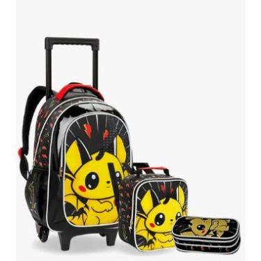 Imagem de Mochila Escolar Rodinhas Meninos Grande Reforçada Denlex Cor Preto