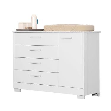 Imagem de Comoda Zaki 1 Porta 4 Gaveta Branco Fosco - Reller