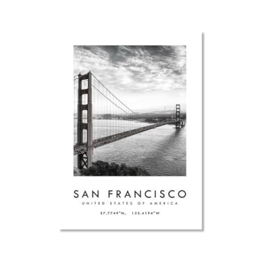 Imagem de Pôster de cidade preto e branco - impressão de viagem Roma Las Vegas Veneza Paris Sydney Amsterdam Amalfi Sanfrancisco Pintura em tela impressões de paisagem da cidade do mundo imagens de parede