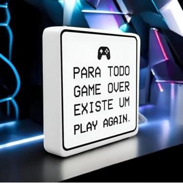 Imagem de Luminária LED Box Slim "Play Again" USB para Setup, Quarto e Streamers