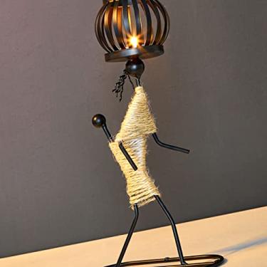 Imagem de Generic Castiçal de Ferro Em Formato Exclusivo Com Candelabro Artístico de Corda de Cânhamo para Decoração de Mesa e Eventos de Festa (Tipo E)