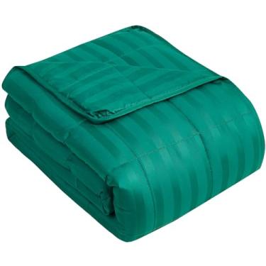 Imagem de Cobertor pesado para adultos (6,8 kg, 122 x 183 cm, listras verdes brilhantes) Cobertor pesado para dormir perfeito para 72,6 kg - 81,6 kg, cobertor respirável de tamanho solteiro com contas de vidro