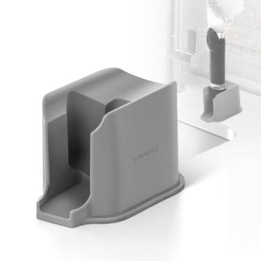 Imagem de LANMU Suporte de escova de prato compatível com escova de distribuição de sabão OXO (versão antiga), suporte de varinha de prato para balcão de pia de cozinha, drenagem automática, silicone