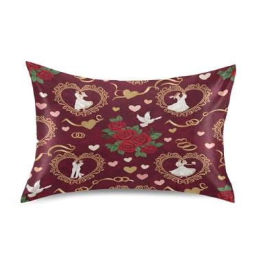 Imagem de SEHANY Capas de almofada elegantes de seda rosas para cabelo e pele, capas de almofada de cetim respiráveis macias e refrescantes com fecho de envelope, tamanho king (50,8 x 66 cm)