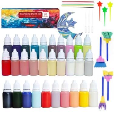 Imagem de Kit de pintura de mármore de água em cores creme, tinta de água de Natal para artesanato, conjunto de artesanato com padrão de mármore turco, kit de arte em aquarela de primavera, perfeito para