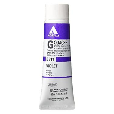 Imagem de Holbein Emulsão de polímero acrílico para artistas guache acrílico, 40 ml violeta (D811A)