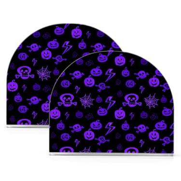 Imagem de Wassud Porta-guardanapos de acrílico com caveiras de Halloween, dispensador de guardanapos de papel moderno em forma de U para mesa, cozinha, sala de jantar, bancada 2 peças (comporta 50-60