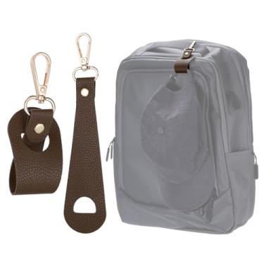 Imagem de PATIKIL 2 peças de clipe de chapéu para viagem na bolsa, suporte de clipe mãos livres, pulseira de couro PU para bolsa, mochila e equipamento de caminhada, café