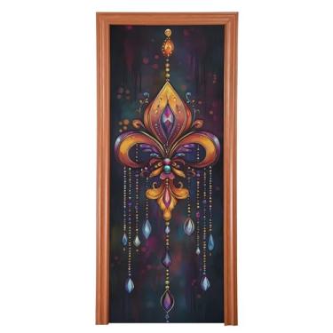 Imagem de xigua Capa de porta de decoração de carnaval 91 x 244 cm, placa de decoração de festa para porta da frente, porta de garagem