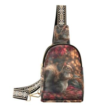 Imagem de CEBUGI Bolsa tiracolo feminina pequena de couro esquilo pochete para caminhadas, viagens ao ar livre