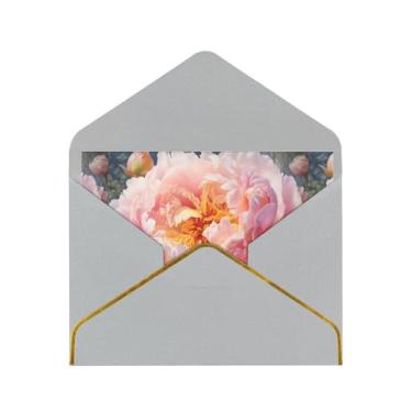 Imagem de SKKNT Cartões comemorativos com estampa de peônia de jardim para todas as ocasiões, convites de festa de aniversário de casamento, 12,7 x 15,2 cm