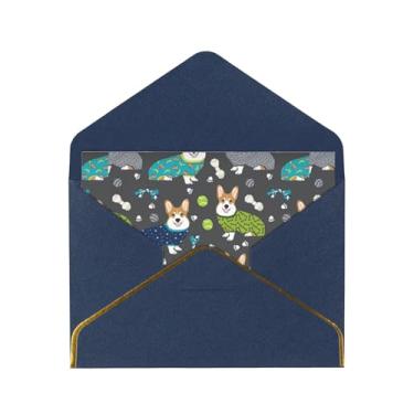 Imagem de SKKNT Vestindo roupas Corgi Dogs Cartões de felicitações para todas as ocasiões, convites de festa de aniversário de casamento, 12,7 x 15,2 cm