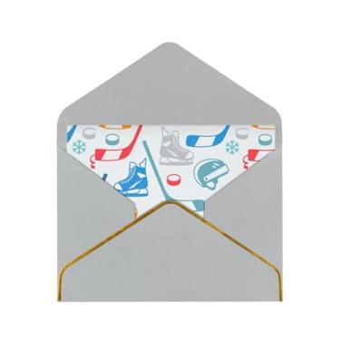 Imagem de SKKNT Hockey Elements Cartões de felicitações com estampas criativas para todas as ocasiões, convites de festa de aniversário de casamento, 12,7 x 15,2 cm