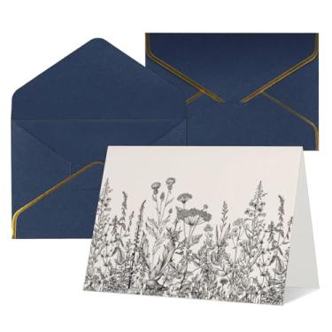 Imagem de SKKNT Cartões de felicitações com estampa botânica de ervas florais para todas as ocasiões, convites de festa de aniversário de casamento, 12,7 x 15,2 cm
