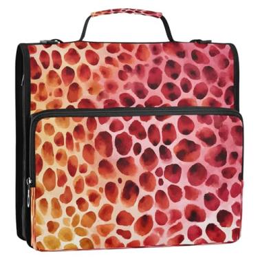 Imagem de CEBUGI Fichário de 3 anéis com zíper com alça de ombro, pasta de arquivo expansível de 3,8 cm, anéis D, para escola, escritório, estampa de leopardo