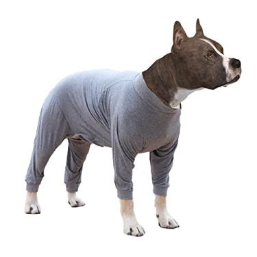 Imagem de Tamanho PP a 3GG, 2 cores de manga comprida, pijama para animais de estimação, camisa xadrez para cães, macacão leve cinza PP