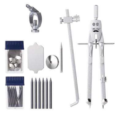 Imagem de Mr. Pen - Bússola de metal profissional com roda, trava e barra de extensão para geometria, desenho, matemática, desenho, bússola para geometria, ferramenta para desenhar círculos, bússola de desenho