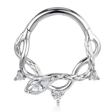 Imagem de DOEARKO Anéis de septo 16G 8 mm de aço inoxidável de alto polimento, hipoalergênicos, argolas clicker para mulheres e homens, joias modernas para piercing de nariz, 8MM, Aço inoxidável, Sem Pedra