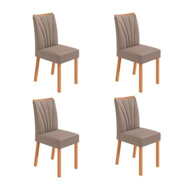 Imagem de Conjunto com 4 Cadeiras Tessera Suede Bege e Amêndoa