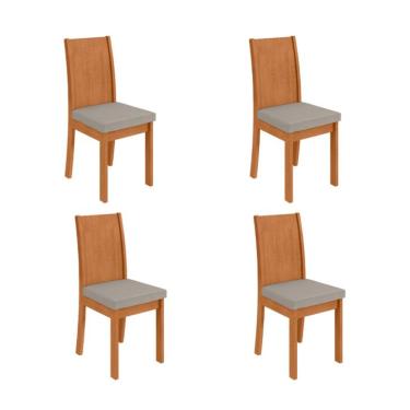 Imagem de Conjunto com 6 Cadeiras Athenas Veludo Capuccino e Amêndoa