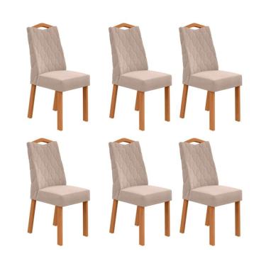 Imagem de Conjunto com 6 Cadeiras Vênus Linho Bege e Amêndoa